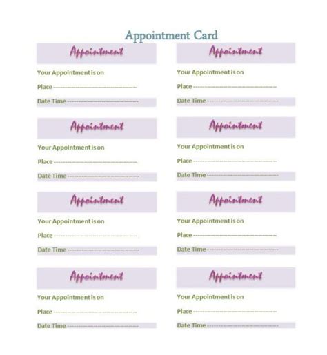 Free Printable Printable Appointment Card Template