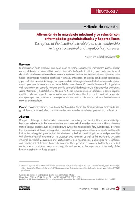 PDF Alteración de la microbiota intestinal y su relación con