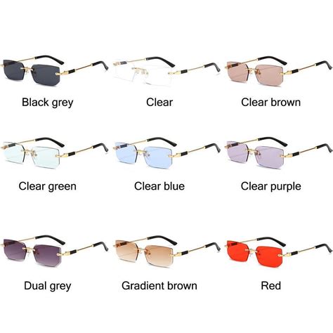 Y2k Rimless Rectangle Sunglasses Uv400 Shades Vintage Eyewear For Women And Men Ebay