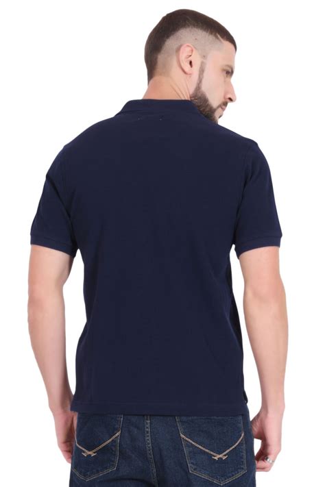 Plain Cotton Navy Blue Polo T shirt for Men – BlueAura Apparels