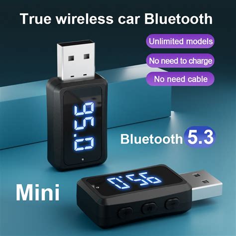 Car Bluetooth 5 3 Fm02 Mini Usb Transmitter Receiver With Led Display Handsfree Call Car Kit