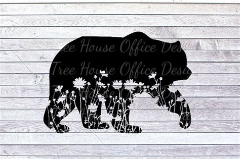 For Cricut Clipart Png Grizzly Mandala Svg Floral Bear Svg Cut Files