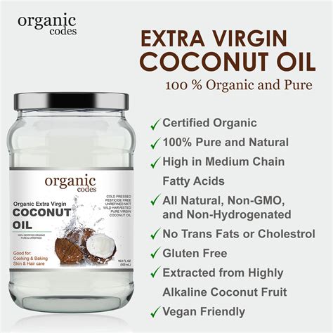 Extra Virgin Cold Pressed Coconut Oil Organic Codes Coconut Oil