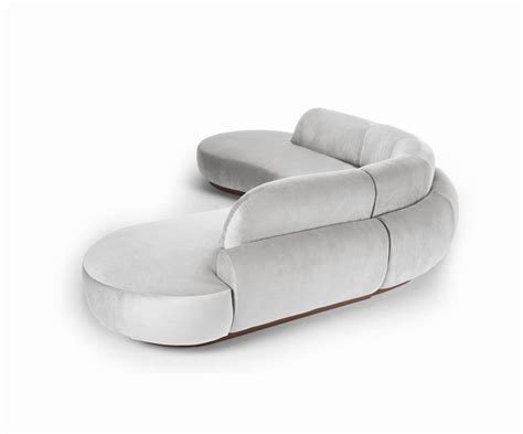 Naked Curved Sectional Sofa Piece With Beech Ash And Aluminium