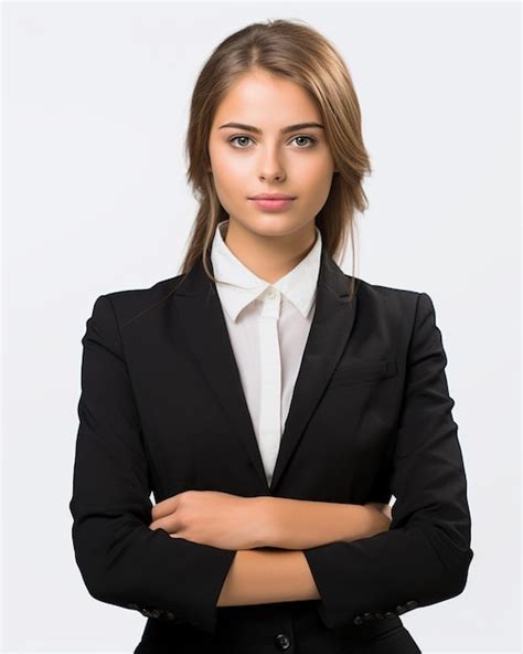 Premium Photo Business Woman In Suit With Arms Folded