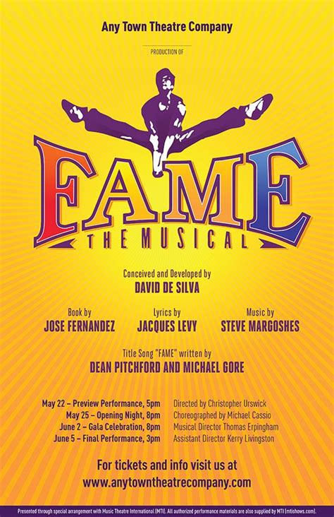 Fame - The Musical Customizable Poster + Layered Artwork | Musicals ...