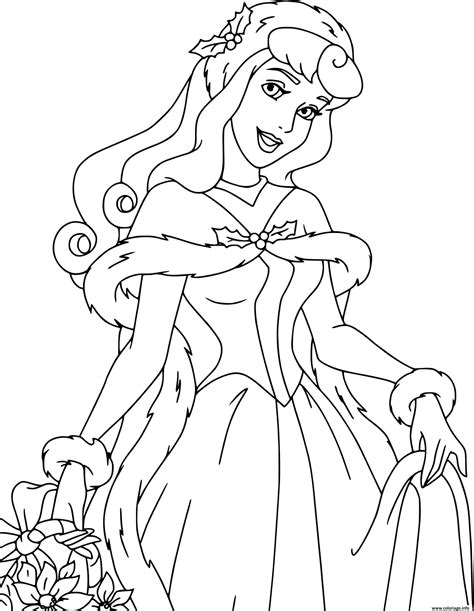 Coloriage Aurora Ready For Christmas Dessin Noel Disney à Imprimer