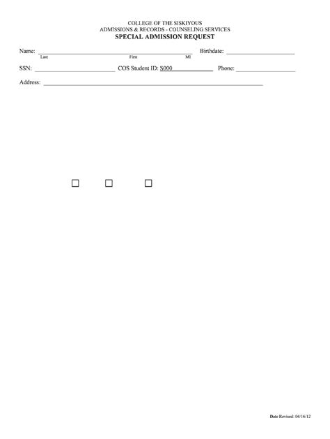 Fillable Online Siskiyous College Of The Siskiyous Fax Email Print