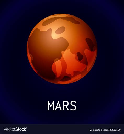 Mars Planet Icon Cartoon Style Royalty Free Vector Image