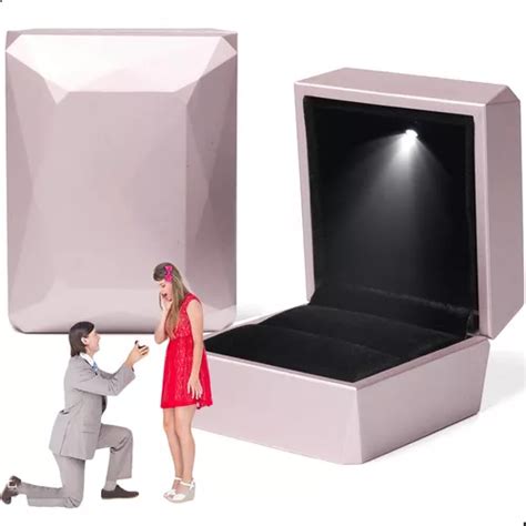 Caja Estuche Para Anillo De Compromiso Cuadrado Con Luz Led Cuotas