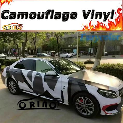 Mobil Styling Hitam Abu Abu Kamuflase Wrap Film Mobil Wrap Vinyl