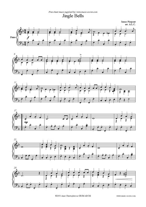 Christmas Jingle Bells Piano Classical Sheet Music