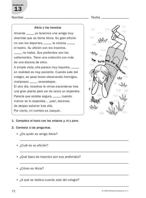 Lengua Repaso Y Ampliación 3º Primaria Santillana D2 Lectura de