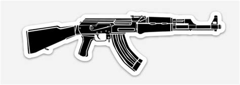 Killerbeemoto Vinyl Sticker Of Ak 47 Battle Rifle Hand Drawn Etsy