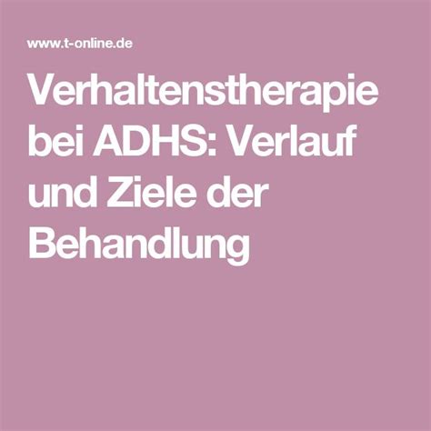 Verhaltenstherapie Bei ADHS Verlauf Und Ziele Der Behandlung