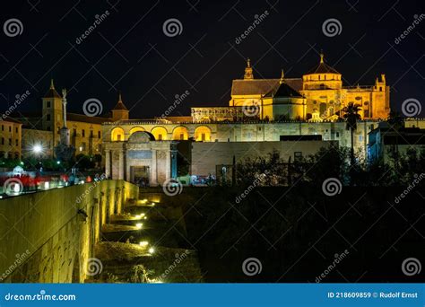 Cordoba Spain October 31 2019 Mosque Cathedral And Roman Bridge At