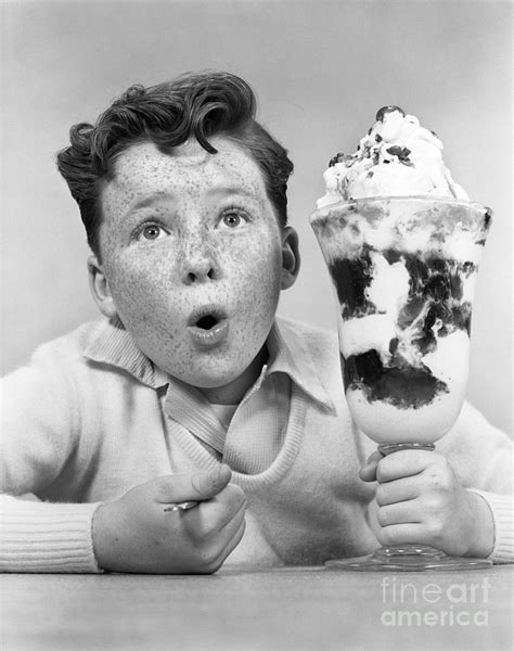 Boy With Giant Ice Cream Sundae, C.1950s Photograph by H. Armstrong ...