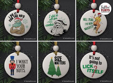 Ceramic Naughty Christmas Tree Ornaments Funny Nsfw Holiday Dirty