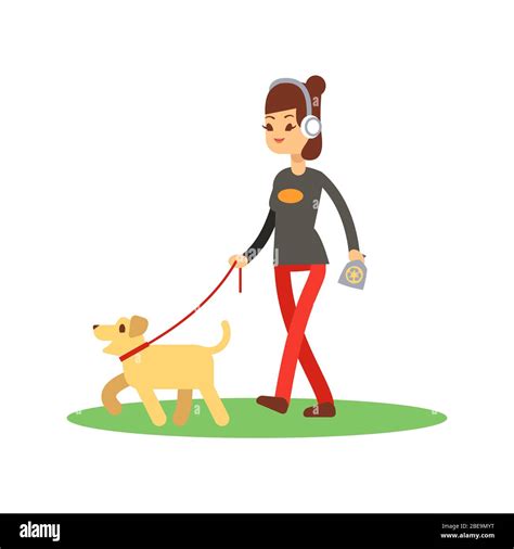 Lady walking dog Cut Out Stock Images & Pictures - Alamy