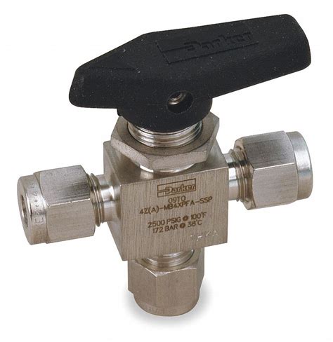 PARKER Mini Ball Valve 316 Stainless Steel 3 Way 1 Piece Pipe Size