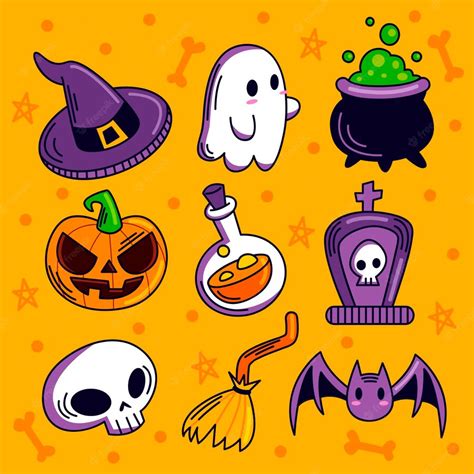 Premium Vector Hand Drawn Halloween Element Collection