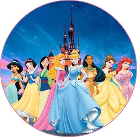 Cialda Rotonda Per Torta Principesse Disney Decorazione Alimentare