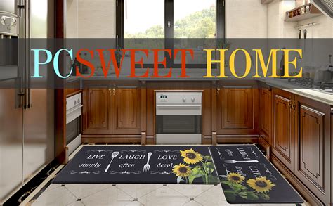 Pcsweet Home Sunflower Kitchen Mat Set Of 2 Non Slip Thick