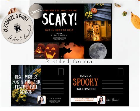 Halloween Real Estate Fall Postcard October Real Estate Postcard Fall