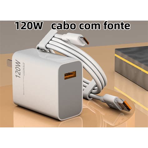 Carregador Xiaomi Compatível 120w Cabo De Dados Tomada Com Fonte Turbo Tipo C Com Anatel