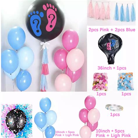 Weloille Gender Reveal Balloon Kit Inch Black Balloons With Blue