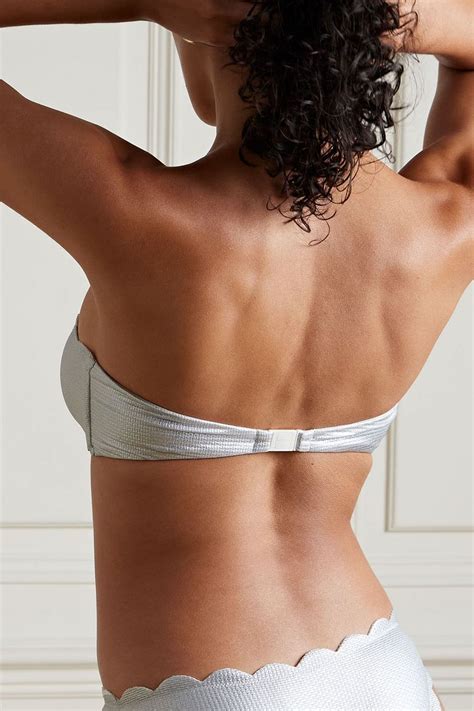 Marysia Antibes Reversible Scalloped Seersucker Bandeau Bikini Top