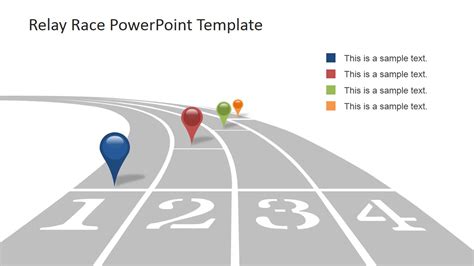 Race Track with Multi-Colored GPS Icons for PowerPoint - SlideModel