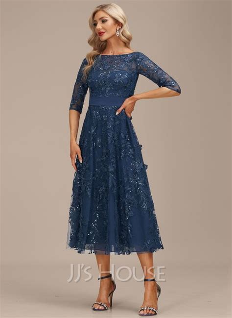 Us A Line Scoop Neck Tea Length Chiffon Lace Cocktail Dress