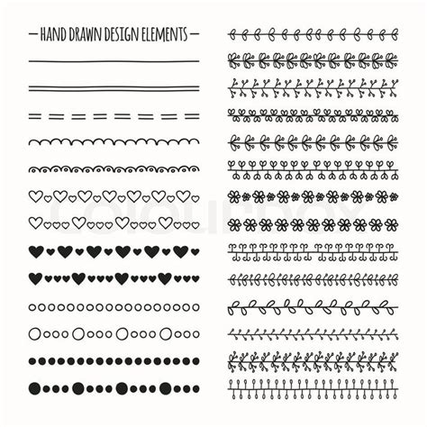 Hand Drawn Vector Line Border Set And Scribble Design Element