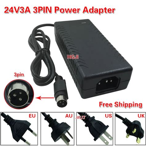 Free Shipping 24v3a 3pin Power Adapter Ac Dc Power Adapter 24v 2 5a 24v