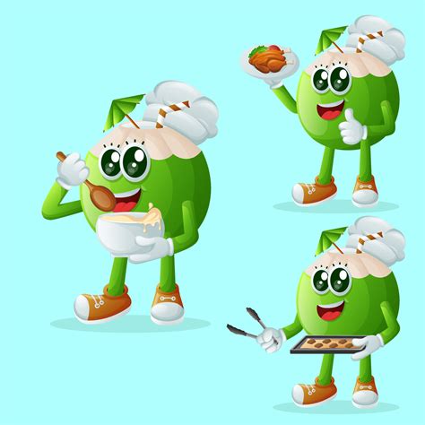 Cute coconut character in the kitchen 25551263 Vector Art at Vecteezy