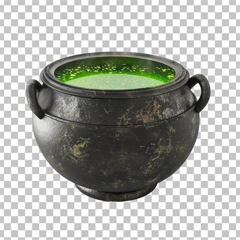 Premium Psd A Black Pot With Green Liquid Inside And A Black Pot With