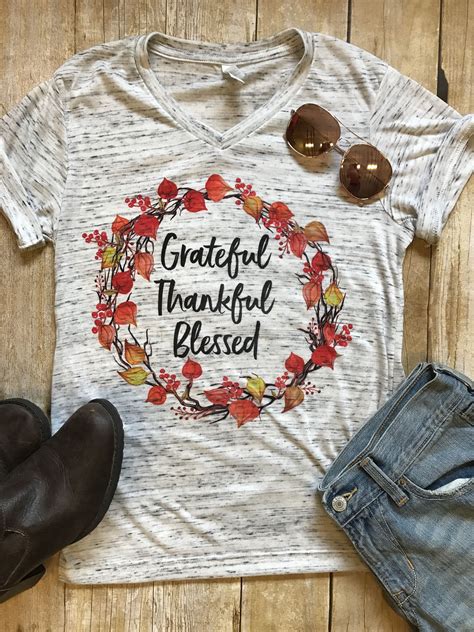 Grateful Thankful Blessed Shirt Thanksgiving Shirt Fall Shirts Mom