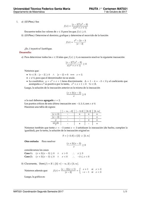 Examen 2017 Preguntas Y Respuestas PAUTA 1er Certamen MAT021