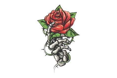 Skeleton Hand Holding Rose Flower 1264050