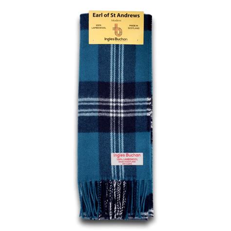 Earl Of St Andrews Tartan Scarf 100 Wool Scottish Plaid