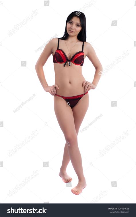 Sexy Brunette Red Lingerie On White Stock Photo Shutterstock