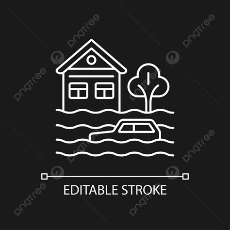 Floods White Linear Icon For Dark Theme Conservation Outline Submerged