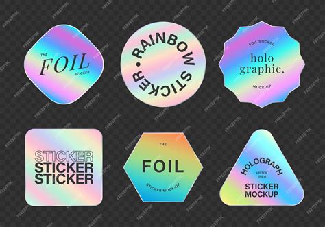 Premium Vector Collection Of Holographic Stickers Of Different Shapes