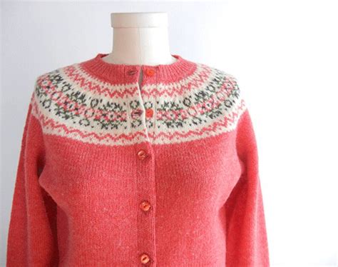 Vintage Shetland Fair Isle Cardigan 1960s Wool Sweater Yoke Etsy