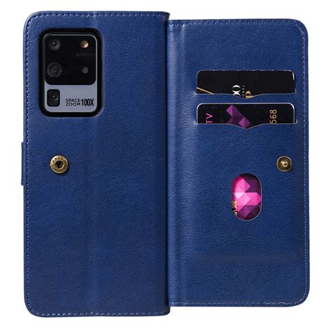 Samsung Galaxy S20 Ultra Multi Function 10 Card Slots Wallet Case Dark Blue