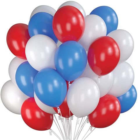 Prextex Party Balloons Inch Usa Blue Red And White Balloons With