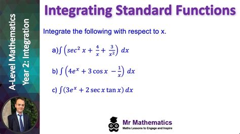 How To Integrate Standard Functions Mr Mathematics Youtube