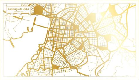 Mapa da cidade de santiago de cuba cuba em estilo retrô em mapa de