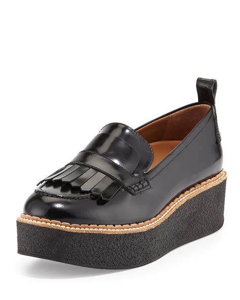 Flamingos Wellington Leather Fringe Platform Loafer In Black Lyst